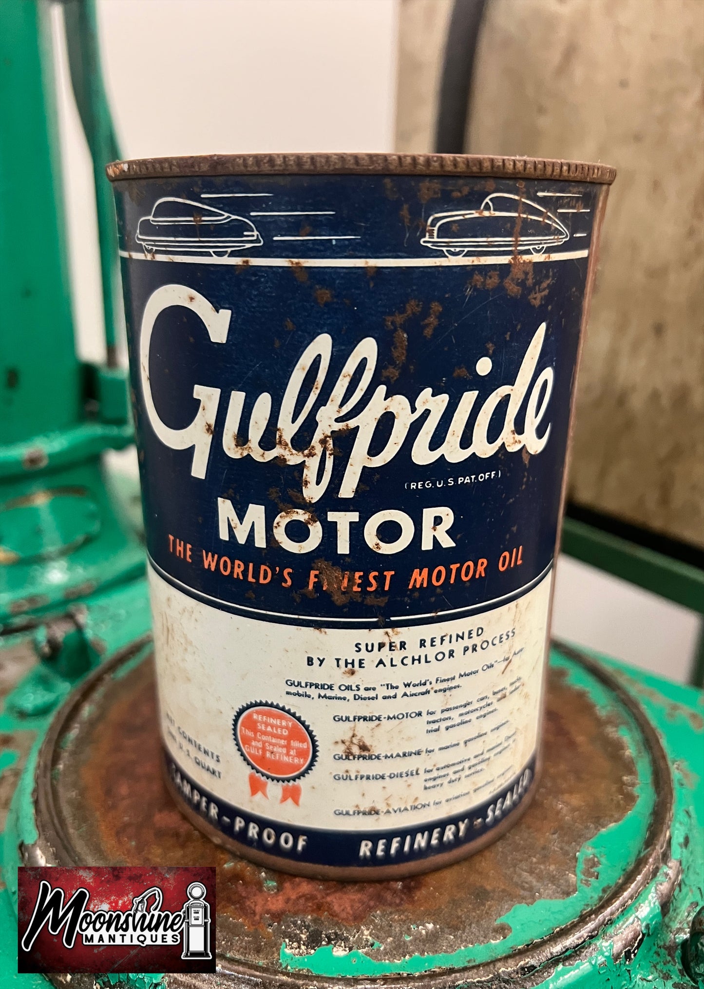 1940’s GULF Gulfpride Motor Oil Can 1 qt. - Free Shipping!