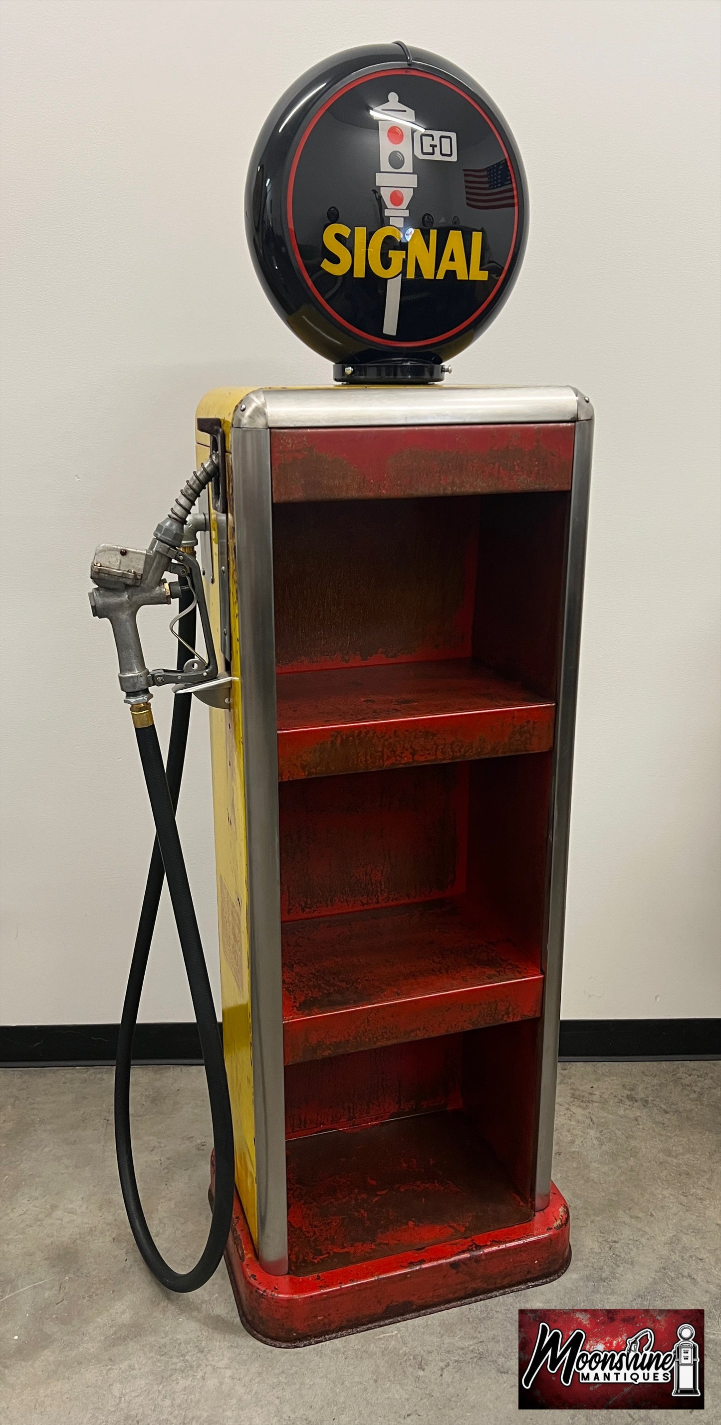 Rustoration 1940’s SIGNAL GASOLINE Bowser Gas Pump w/ Shelves - Mancave Decor - Free Shipping!