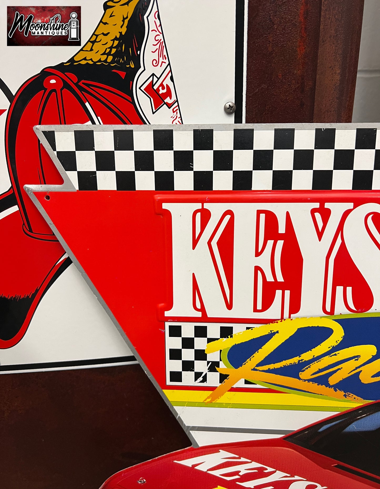 Vtg. 1990's COORS KEYSTONE Beer Nascar Racing Wally Dallenbach Tin Sign - Free Shipping!