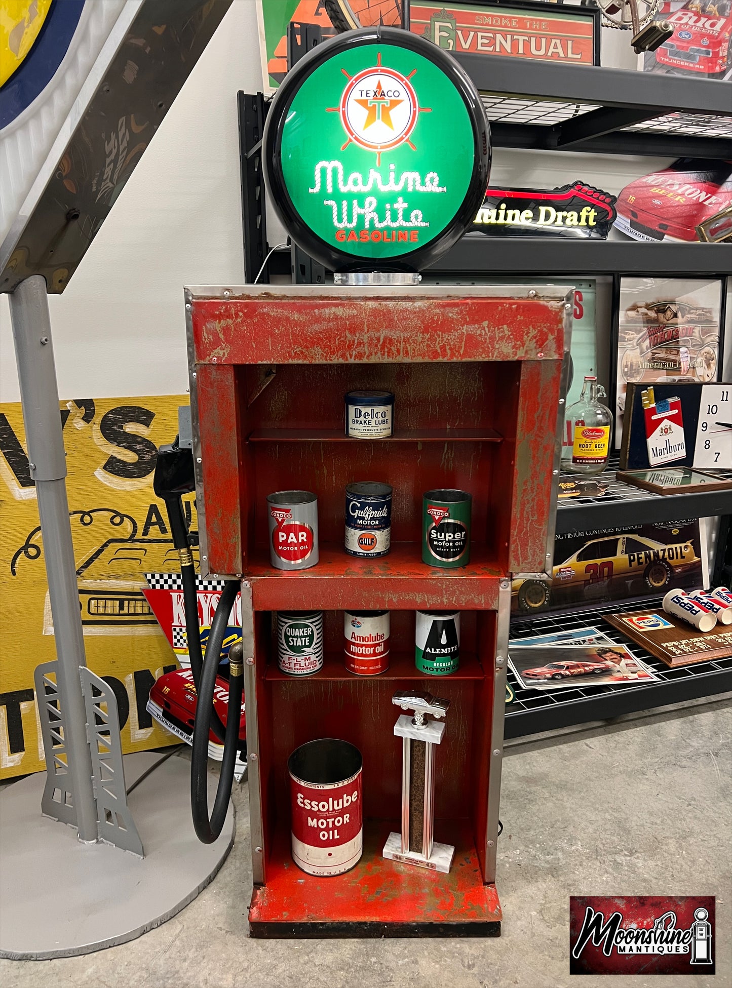 Rustoration 1960’s TEXACO MARINE Gilbarco Gas Pump w/ Shelves - Free Shipping!