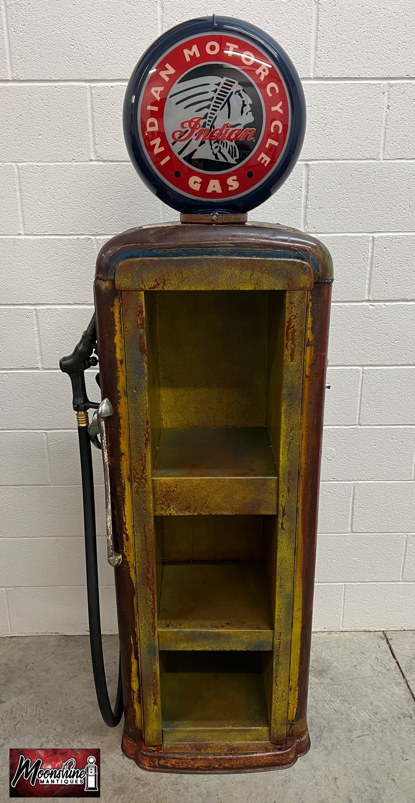Rustoration 1940s INDIAN MOTORCYCLE Gilbarco Gas Pump w/ Shelves - Mancave Decor - Free Shipping!