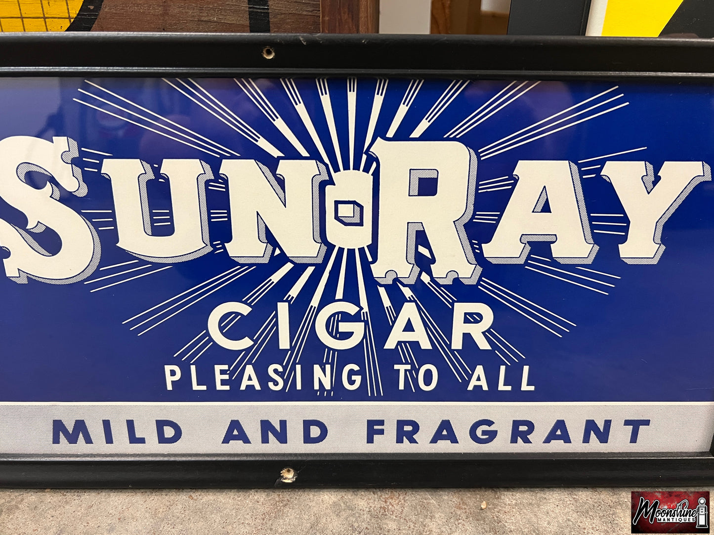 Vtg. SUN RAY CIGAR Framed Paper Sign - Free Shipping!