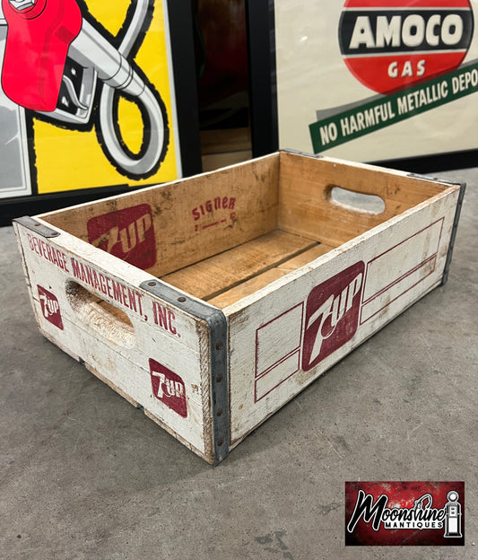 Vtg. 7up Drink Bottle Wooden Crate / Carrier - Free Shipping!