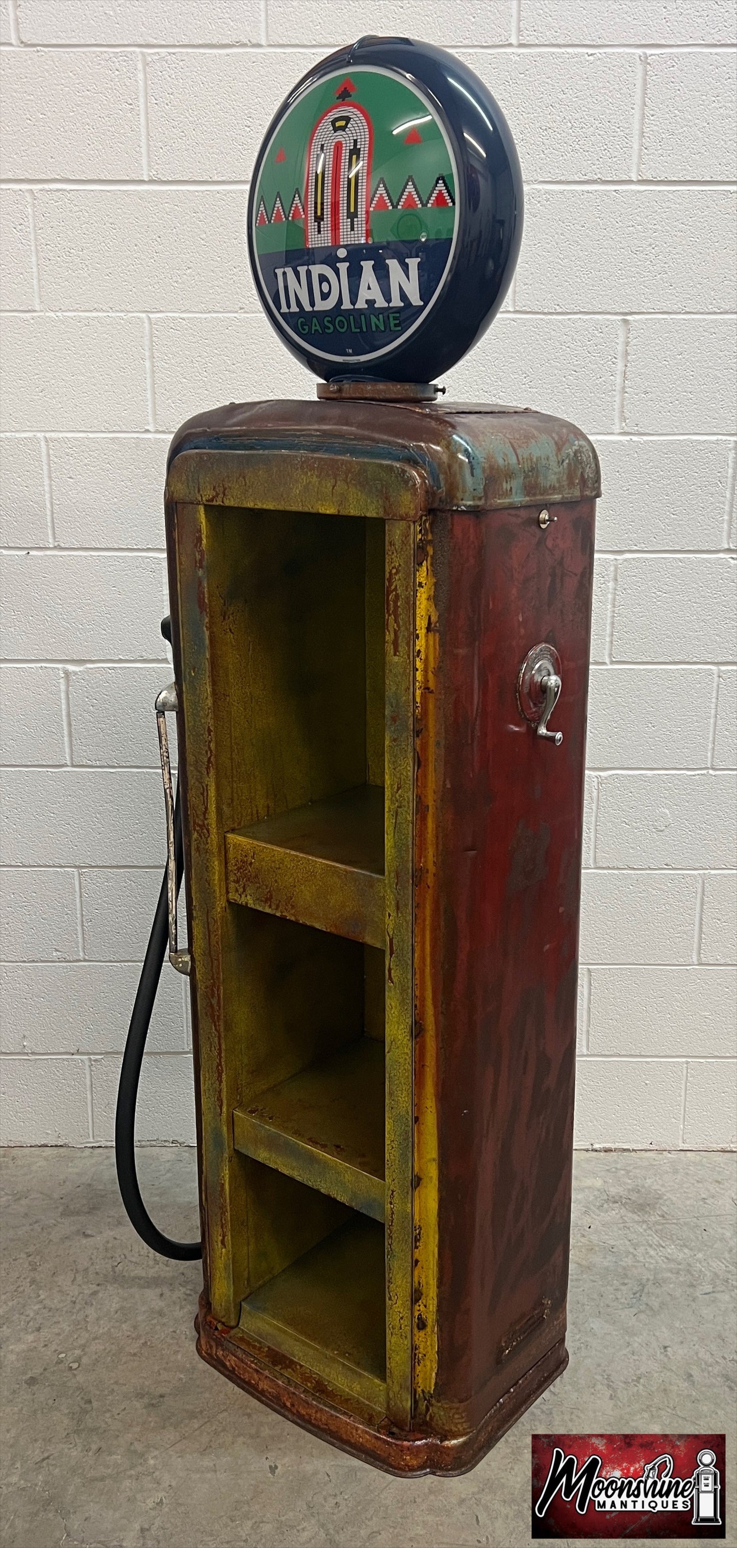 Rustoration 1940’s INDIAN GASOLINE Gilbarco Gas Pump w/ Shelves - Mancave Decor - Free Shipping!