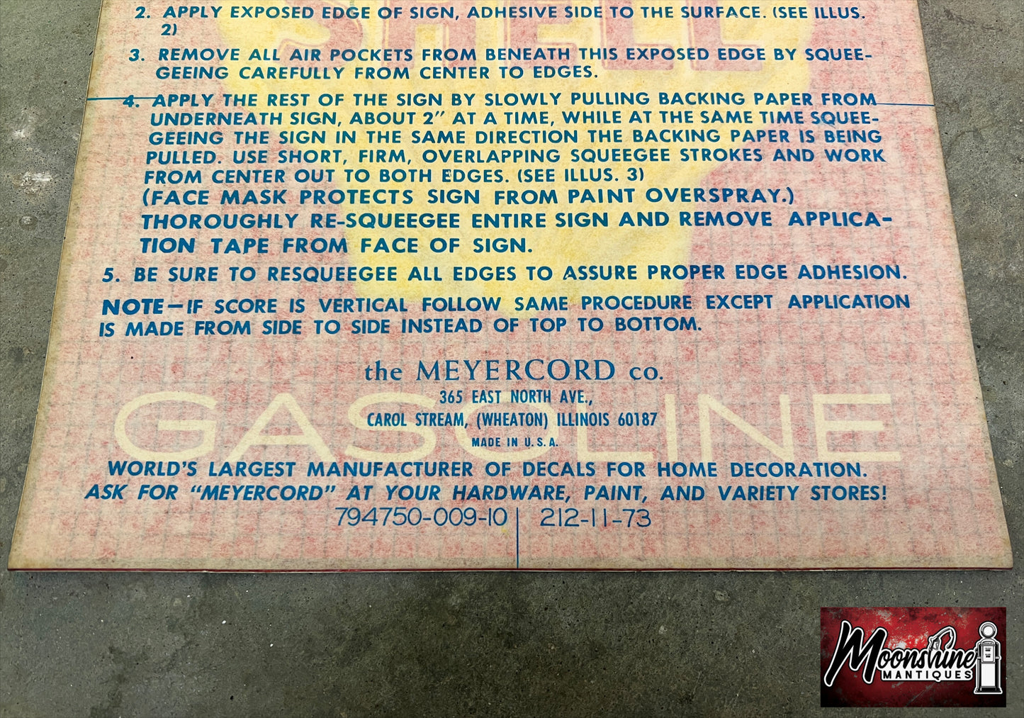 Original SHELL GASOLINE Gas Pump Decal - NOS - Free Shipping!