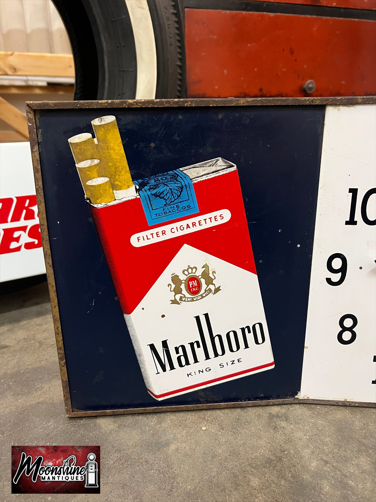 1950's Philip Morris / Marlboro Cigarettes Advertising Clock / Sign - Free Shipping!