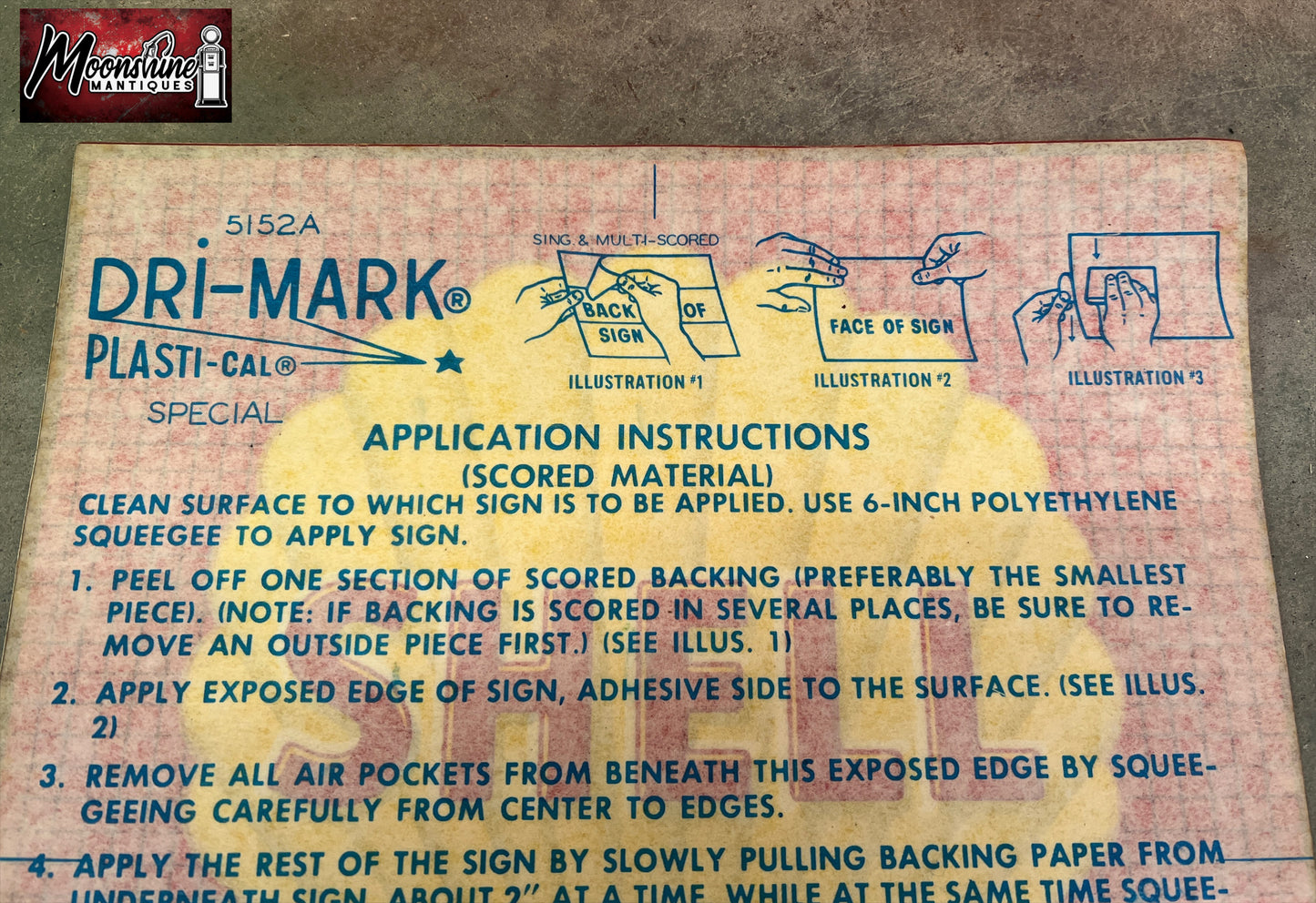 Original SHELL GASOLINE Gas Pump Decal - NOS - Free Shipping!