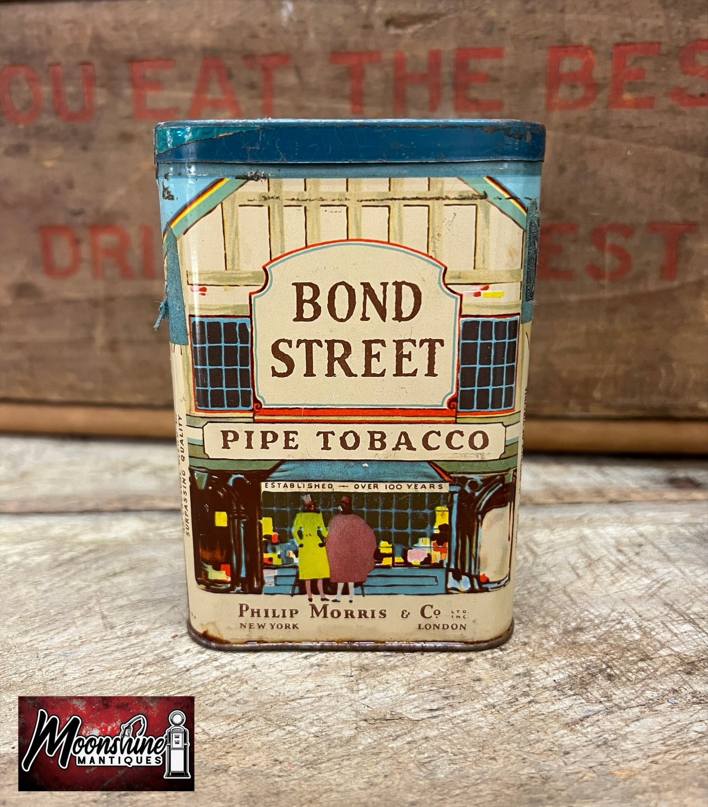 Vtg. BOND STREET Pipe Tobacco Pocket Tin - Philip Morris - Free Shipping!