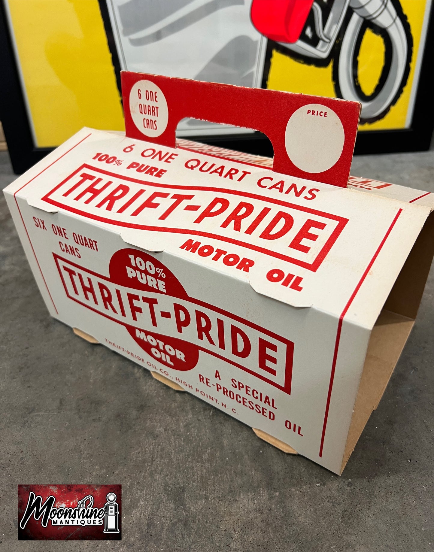 NOS - 1950’s THRIFT PRIDE Motor Oil 6 Pack Quart Can Carrier - High Point NC - Free Shipping!