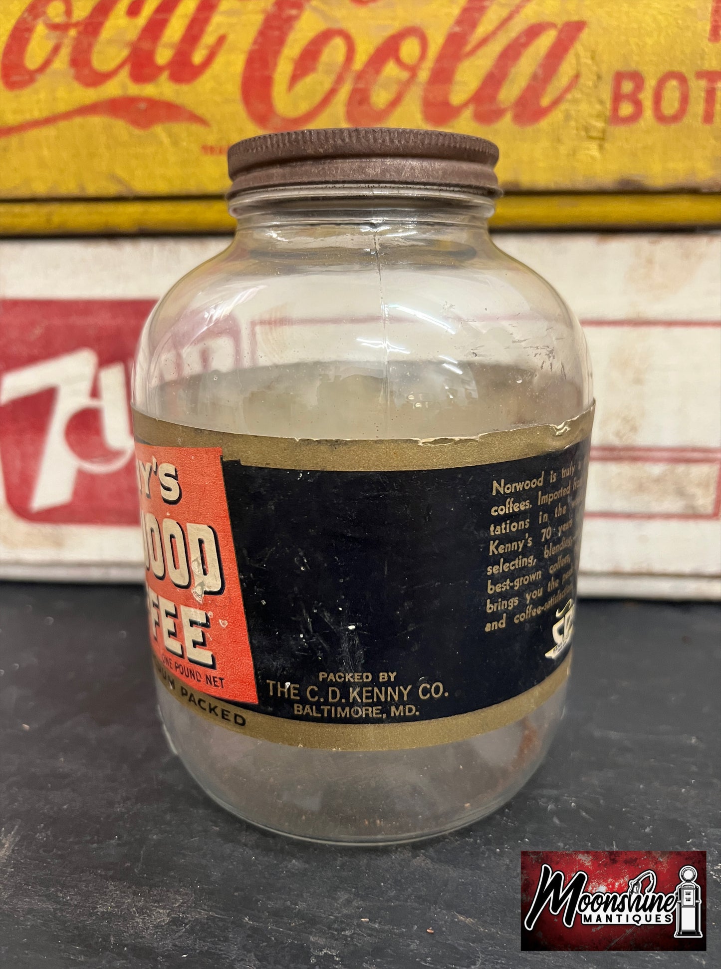 Vtg. KENNY'S NORWOOD COFFEE Jar - Free Shipping!