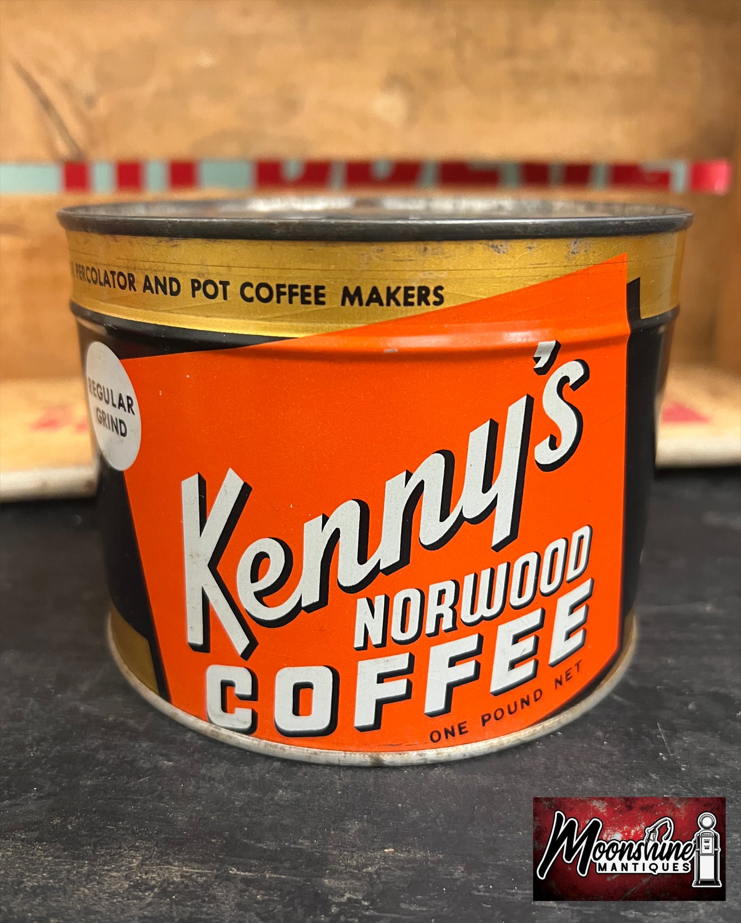 Vtg. KENNY'S NORWOOD COFFEE Tin Can - Unopened w/ Key - Free Shipping!