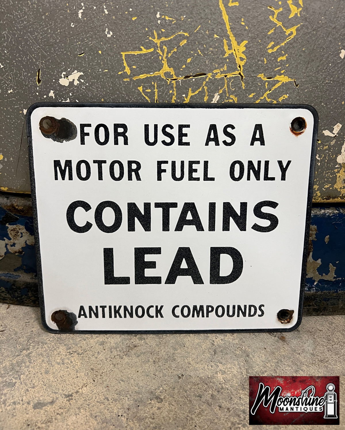 Original  1950's CONTAINS LEAD Porcelain Gas Pump Sign - Free Shipping!