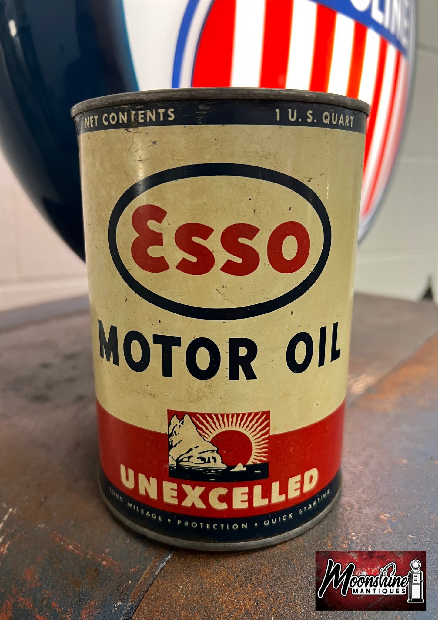 1930’s ESSO Unexcelled Motor Oil Can 1 qt. - Free Shipping!