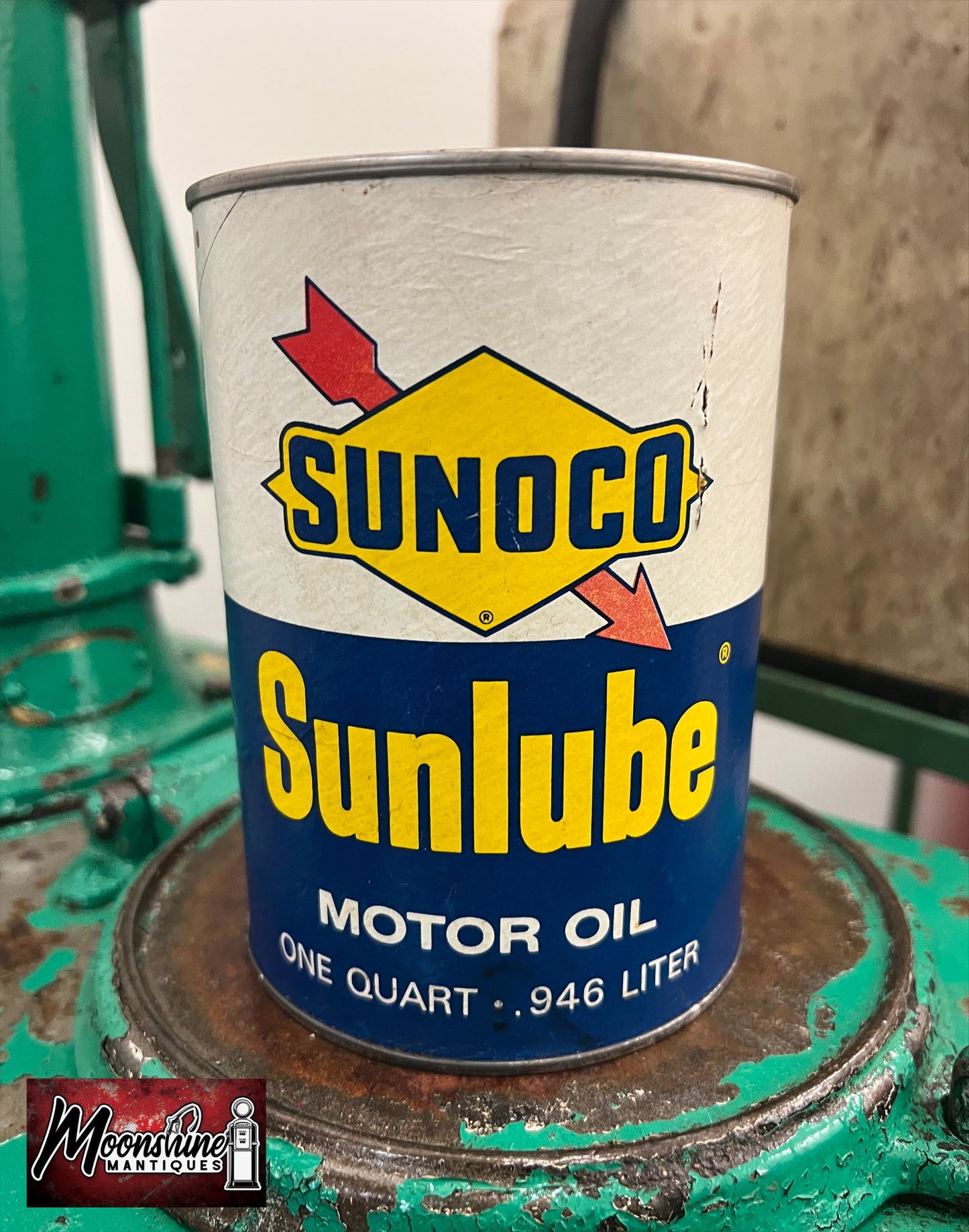 1970's SUNOCO Motor Oil Can 1 qt - Gas & Oil - Free Shipping!