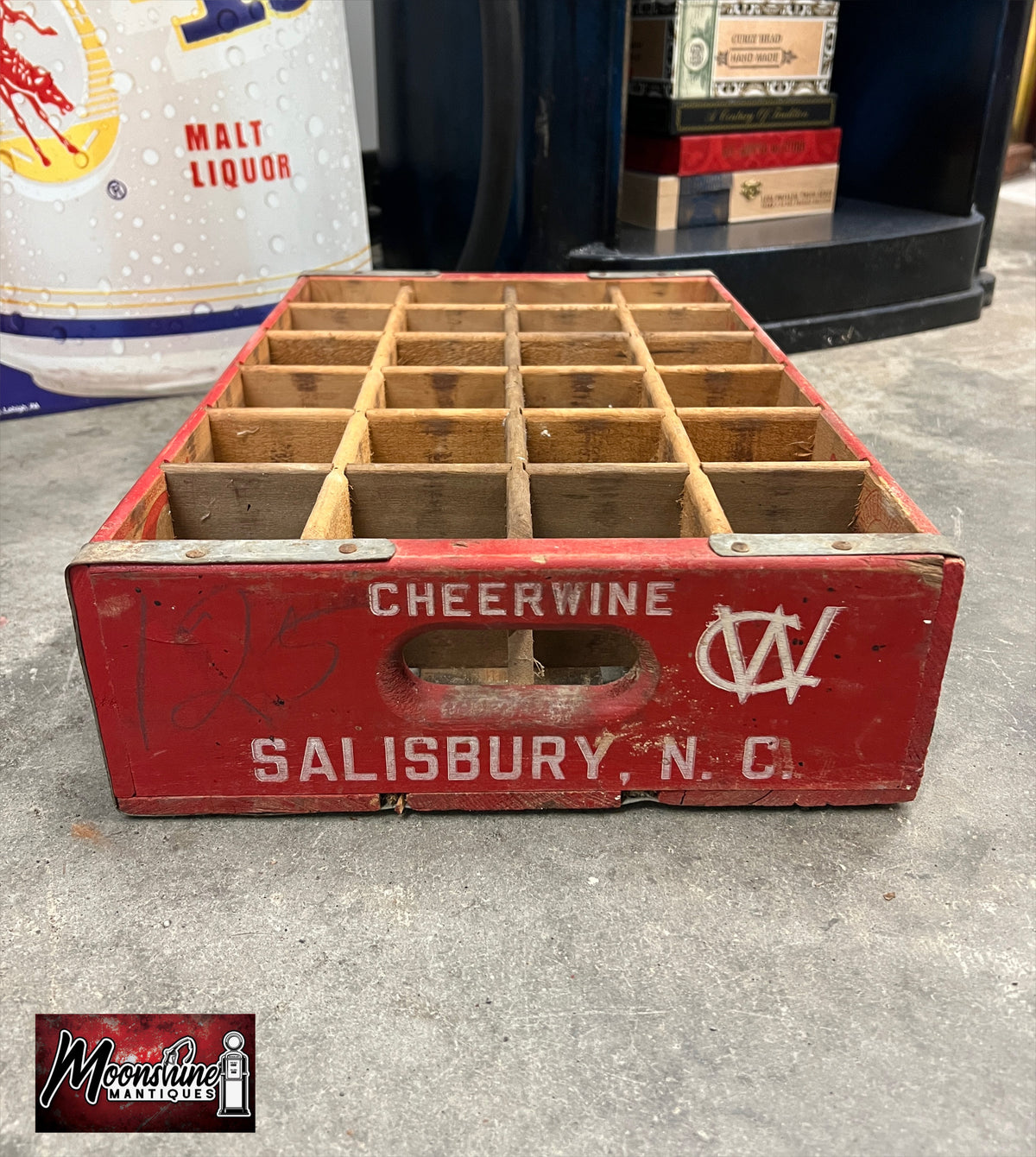 Vtg. CHEERWINE Drink Bottle Wooden Crate / Carrier - Free Shipping!