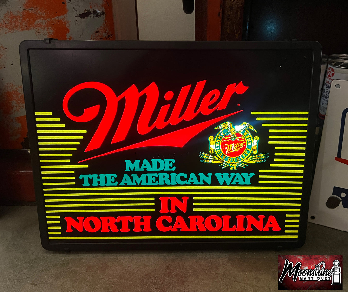 RARE!!! - Miller Lighted Beer Sign - Made The American Way In North Carolina - Free Shipping!