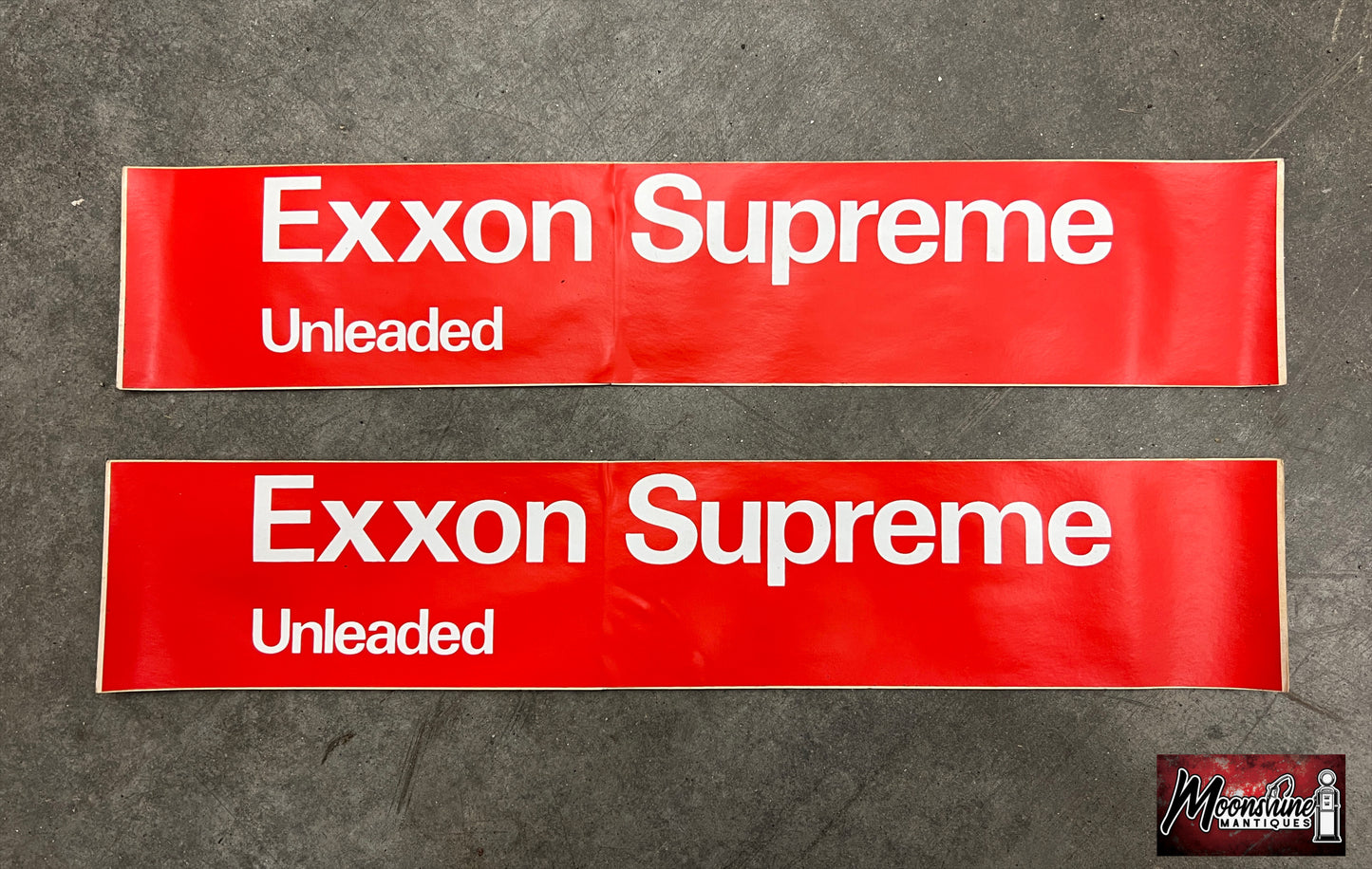 Pair of Original 1980's EXXON SUPREME Gas Pump Decals - NOS - Free Shipping!