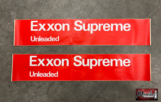 Pair of Original 1980's EXXON SUPREME Gas Pump Decals - NOS - Free Shipping!