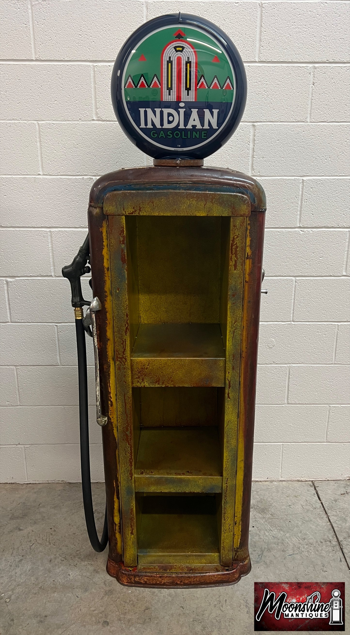 Rustoration 1940’s INDIAN GASOLINE Gilbarco Gas Pump w/ Shelves - Mancave Decor - Free Shipping!