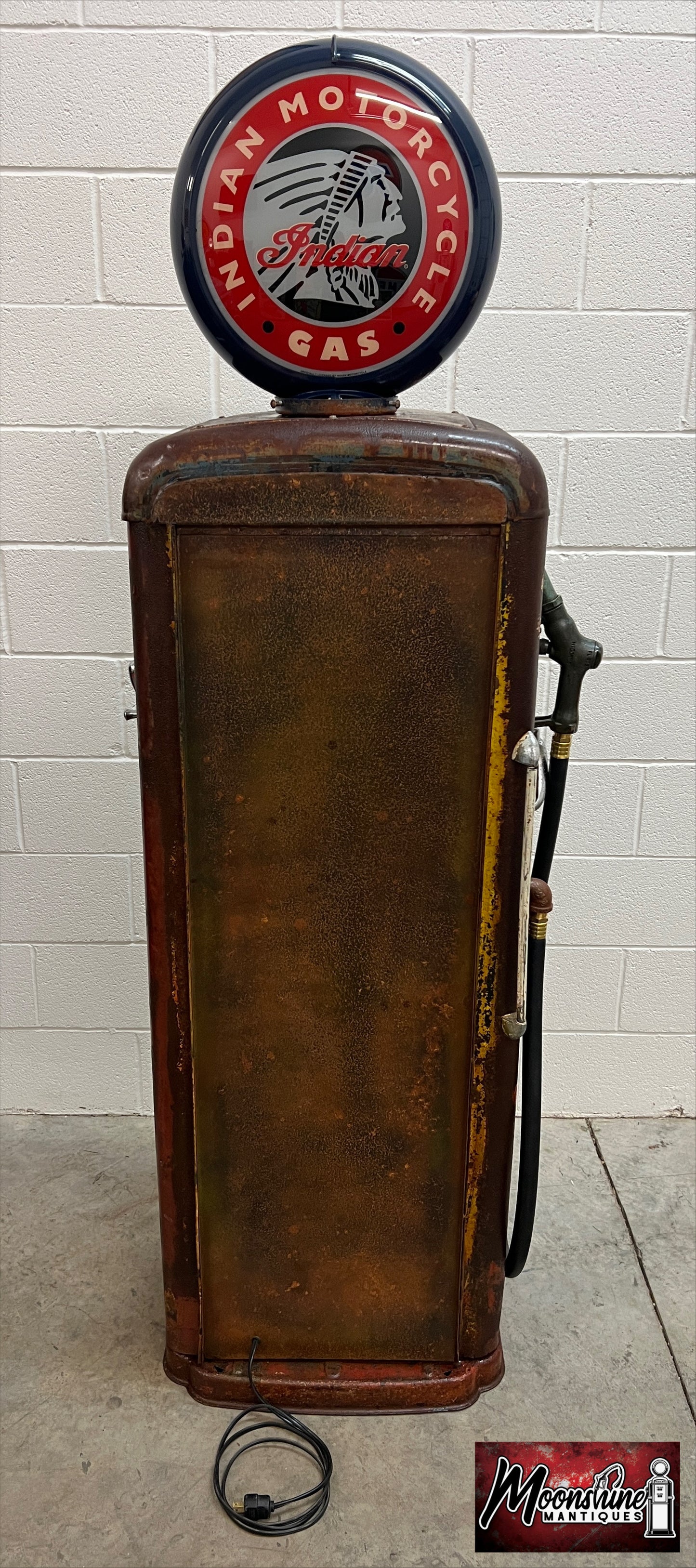 Rustoration 1940s INDIAN MOTORCYCLE Gilbarco Gas Pump w/ Shelves - Mancave Decor - Free Shipping!