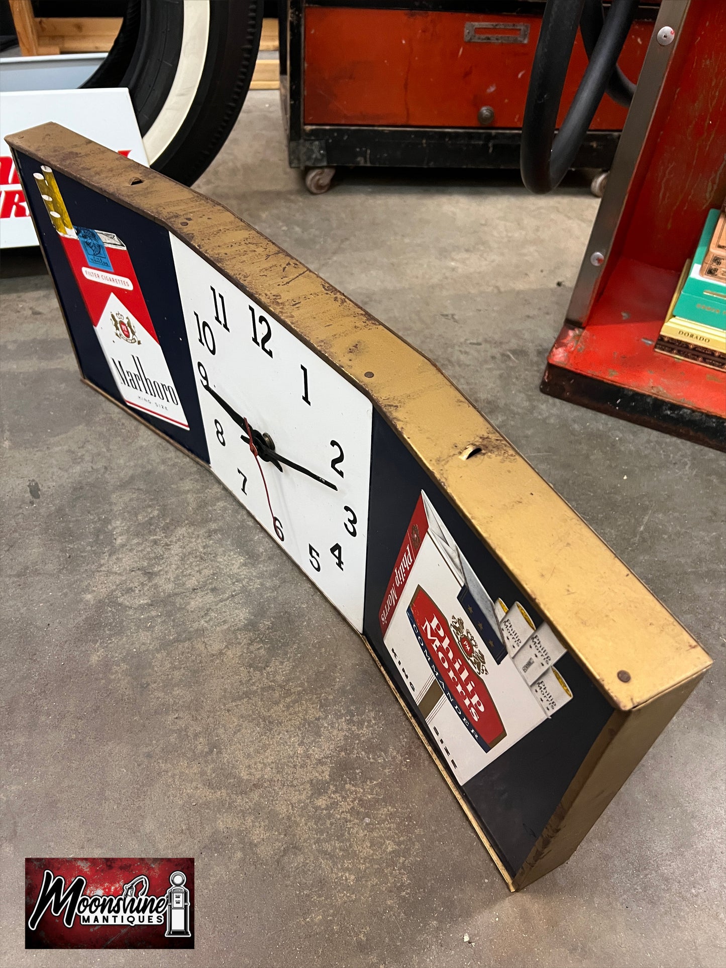 1950's Philip Morris / Marlboro Cigarettes Advertising Clock / Sign - Free Shipping!