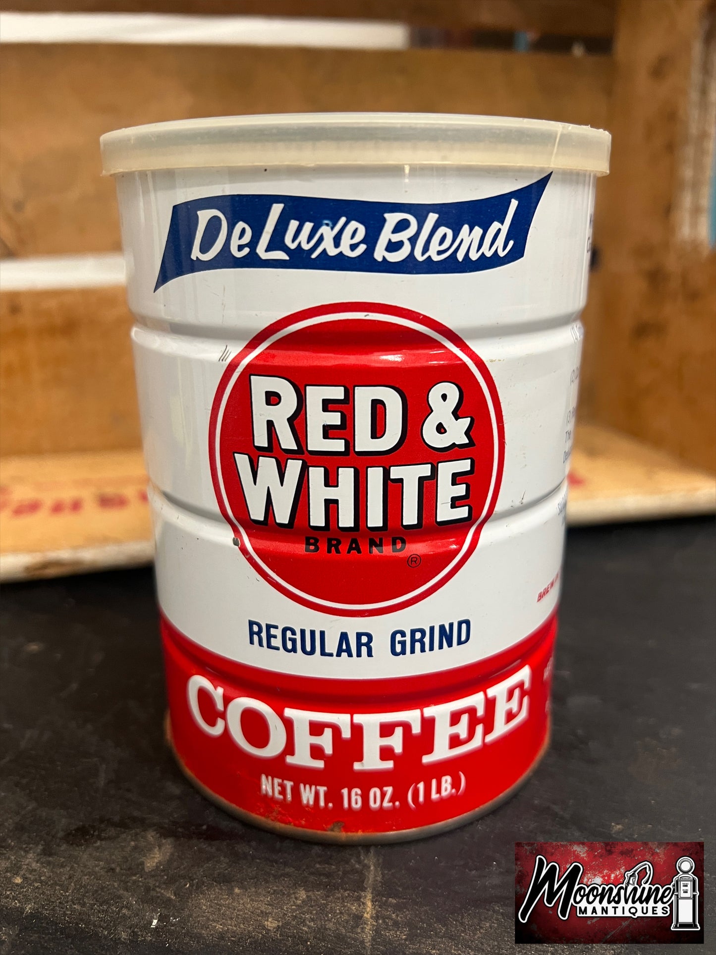 Vtg. RED & WHITE COFFEE Tin Can - Free Shipping!