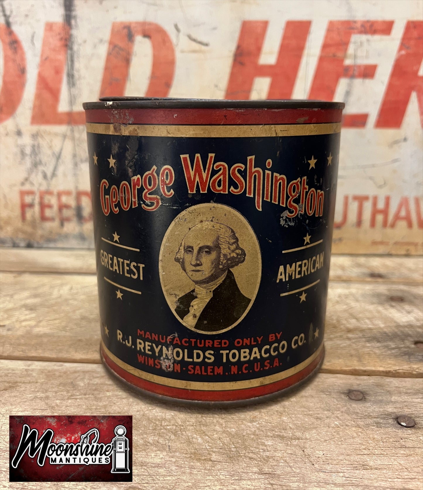 Vtg. George Washington R.J. REYNOLDS Tobacco Tin - Free Shipping!