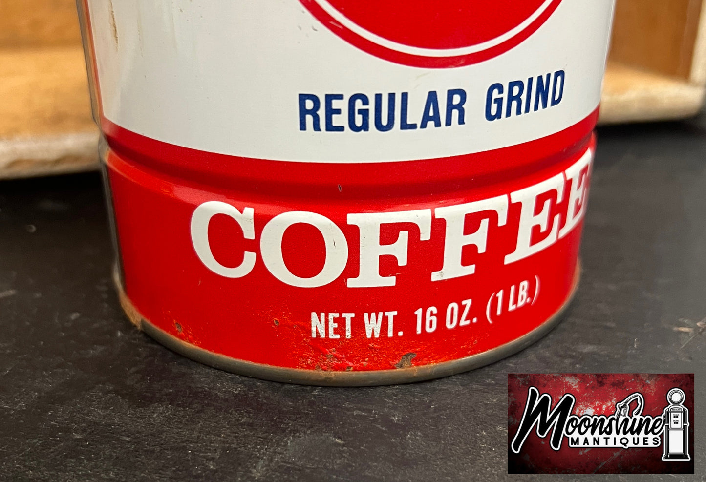 Vtg. RED & WHITE COFFEE Tin Can - Free Shipping!
