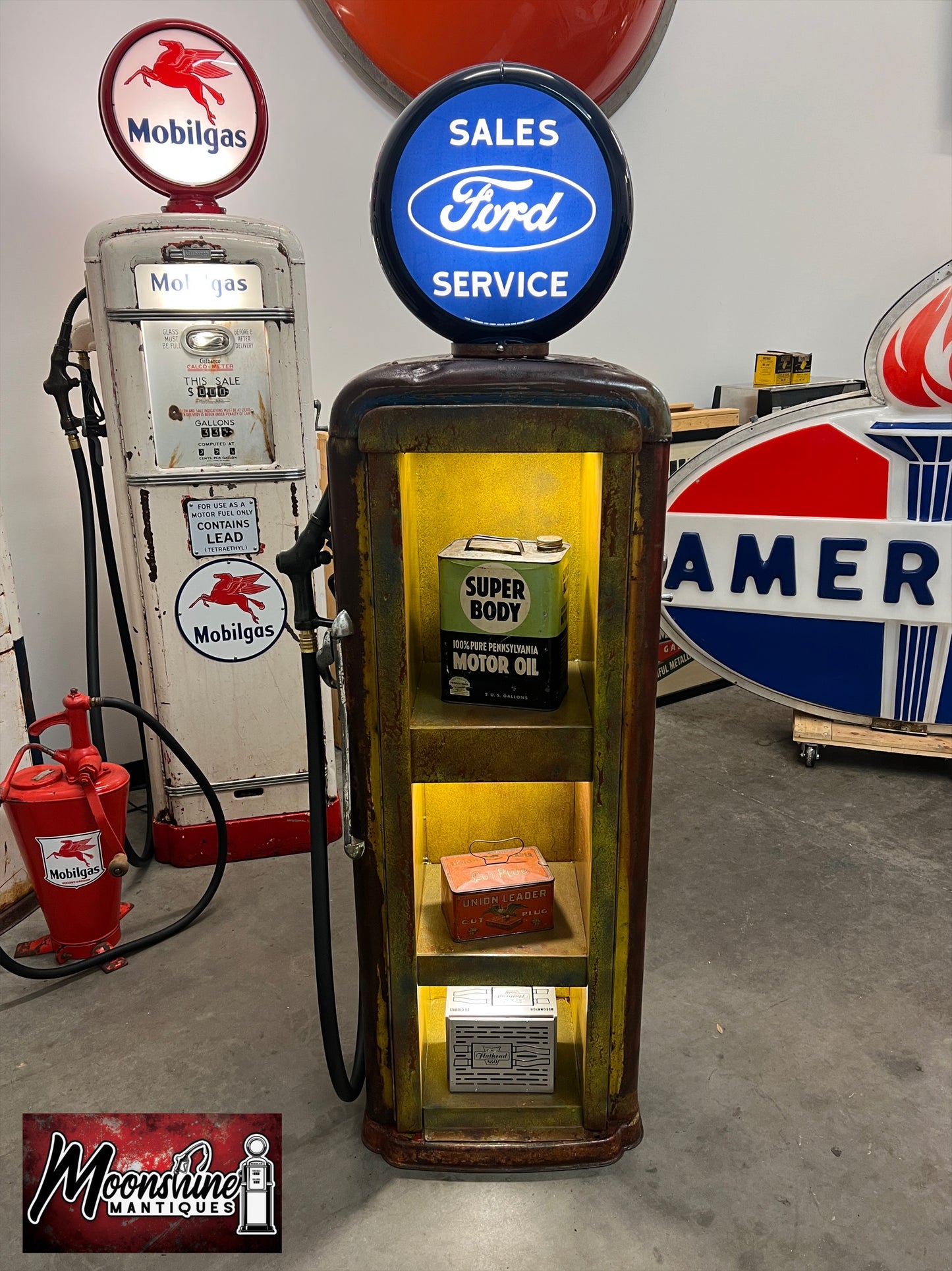 Rustoration 1940’s FORD Gilbarco Gas Pump w/ Shelves - Mancave Decor - Free Shipping!
