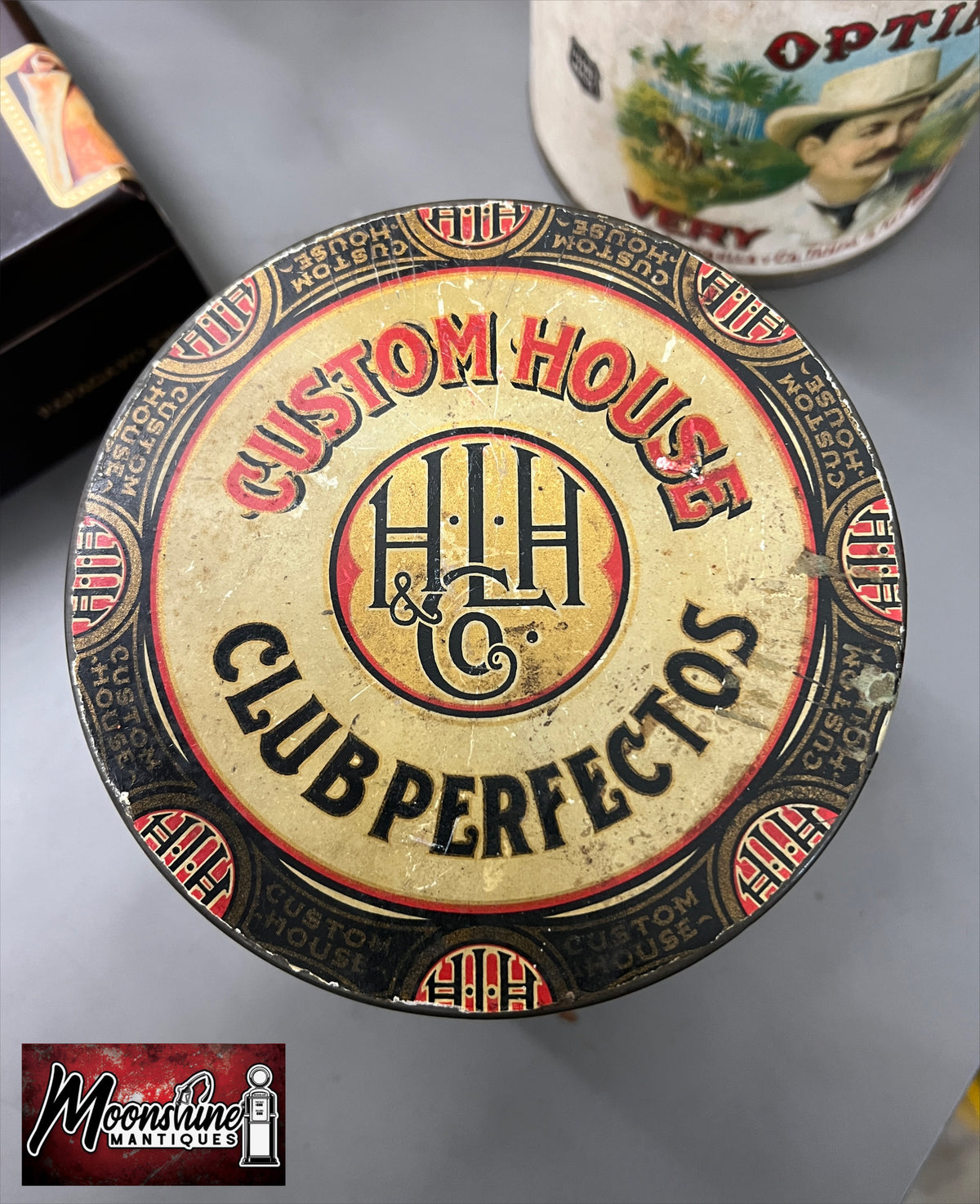RARE 1920's Custom House Cigar Tin - Free Shipping!