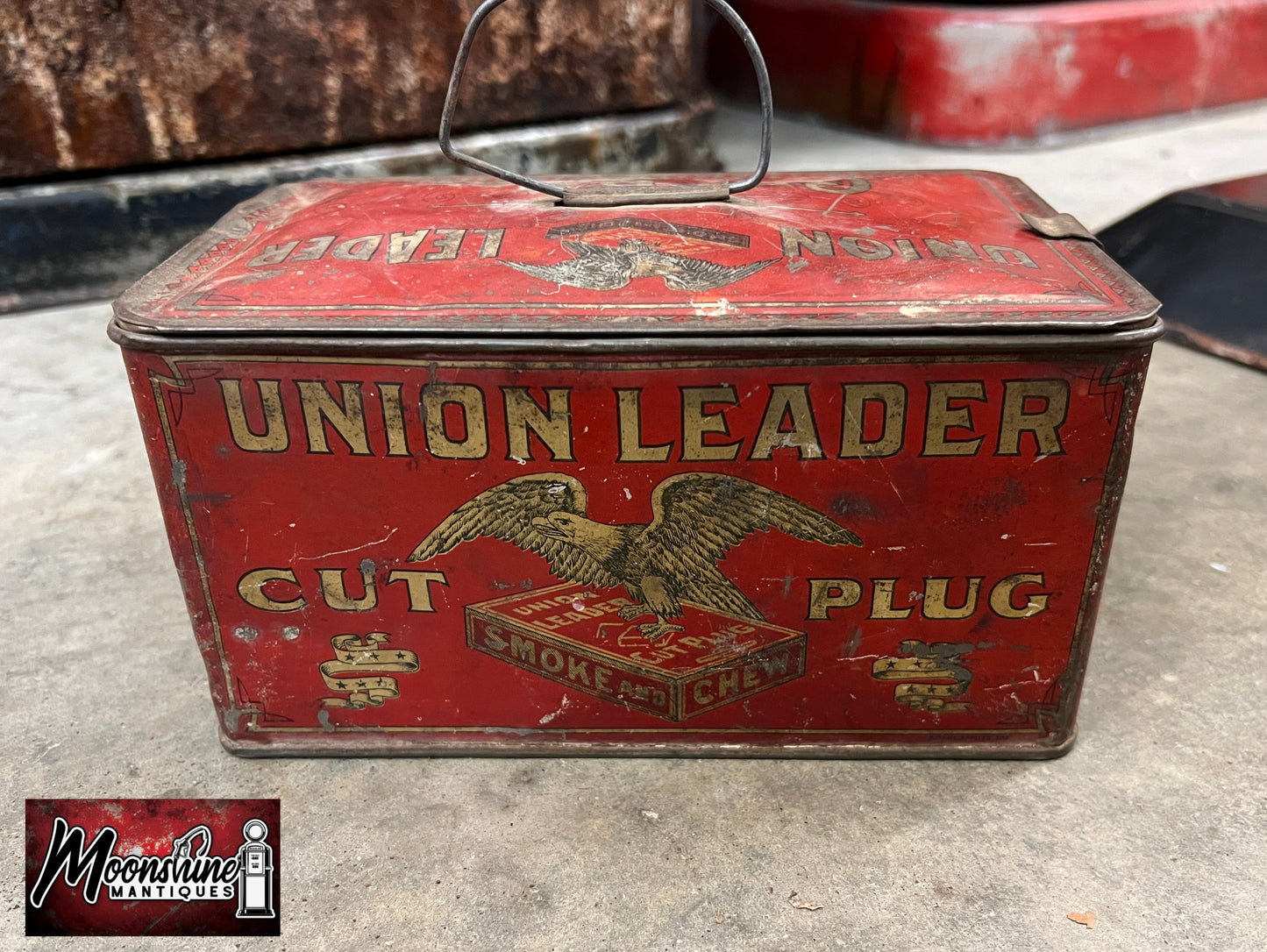 Vtg. UNION LEADER Smoking / Chewing Tobacco Tin - Free Shipping!