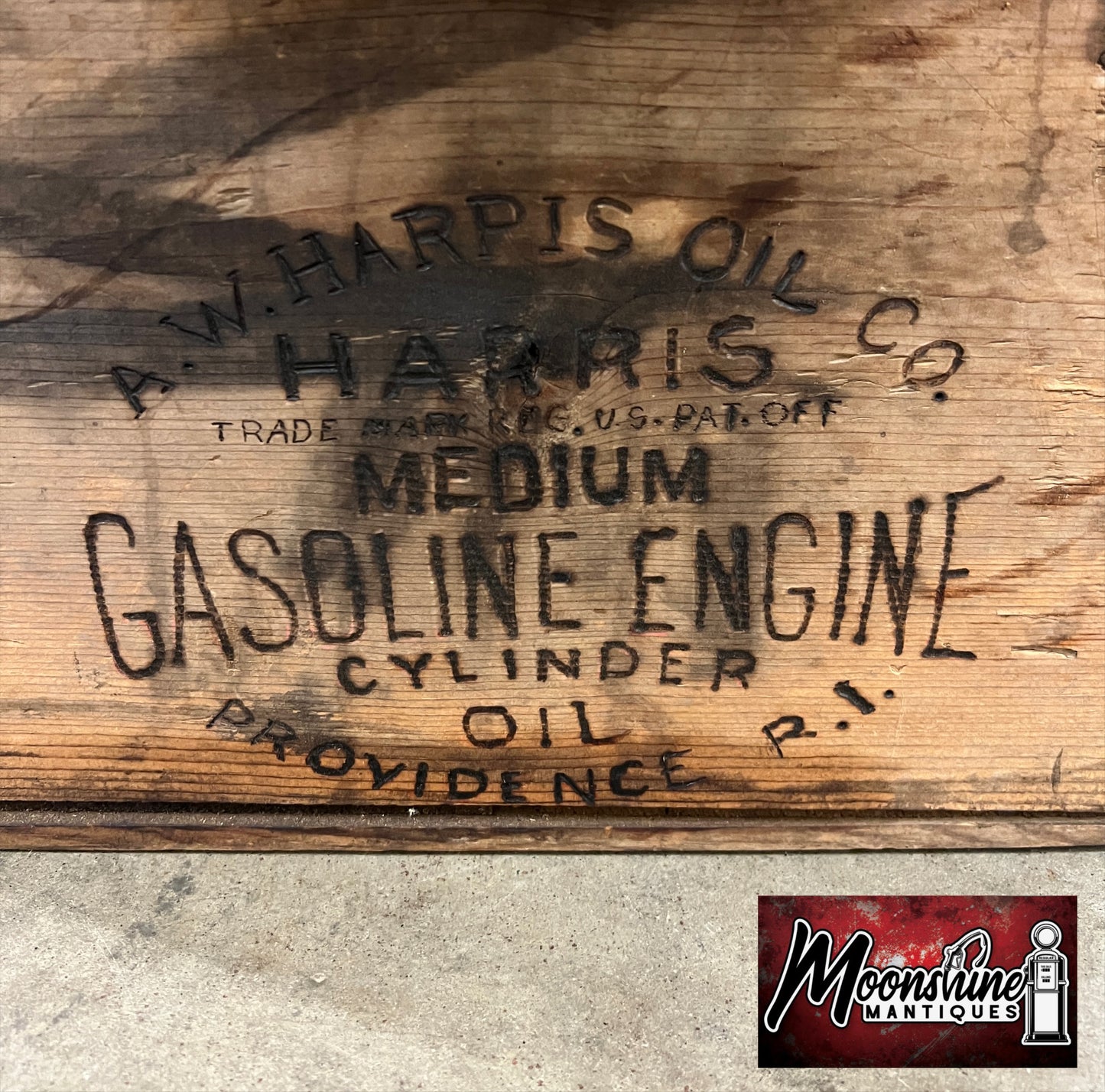 RARE Early 1900's HARRIS Gasoline Engine Cylinder Oil Wood Crate - Free Shipping!