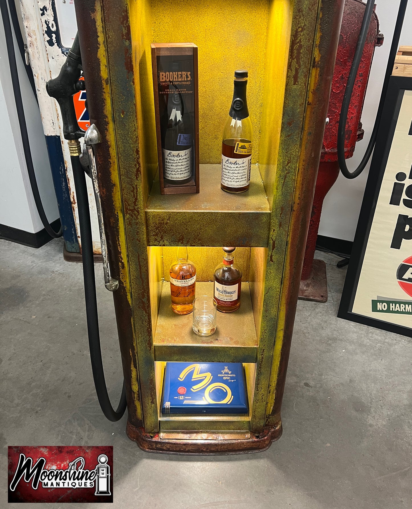 Rustoration 1940’s GOLDEN WEST Gilbarco Gas Pump w/ Shelves - Mancave Decor - Free Shipping