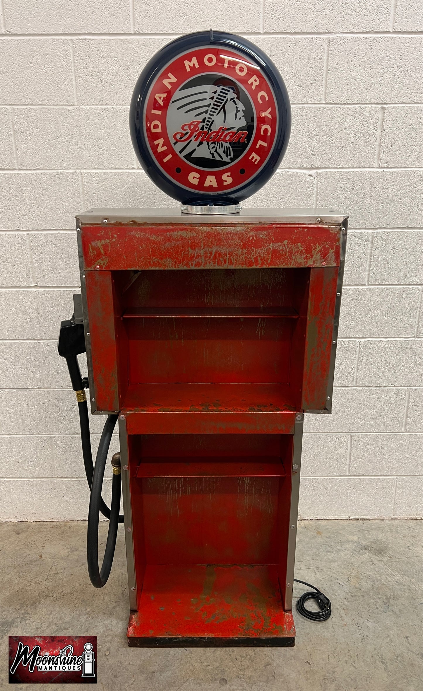 Rustoration 1960’s INDIAN MOTORCYCLES Gilbarco Gas Pump w/ Shelves  - Free Shipping!