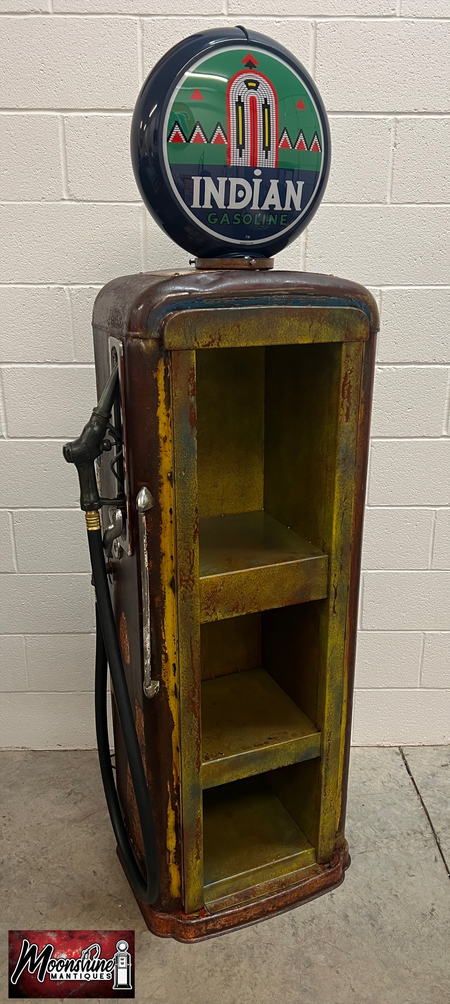 Rustoration 1940’s INDIAN GASOLINE Gilbarco Gas Pump w/ Shelves - Mancave Decor - Free Shipping!