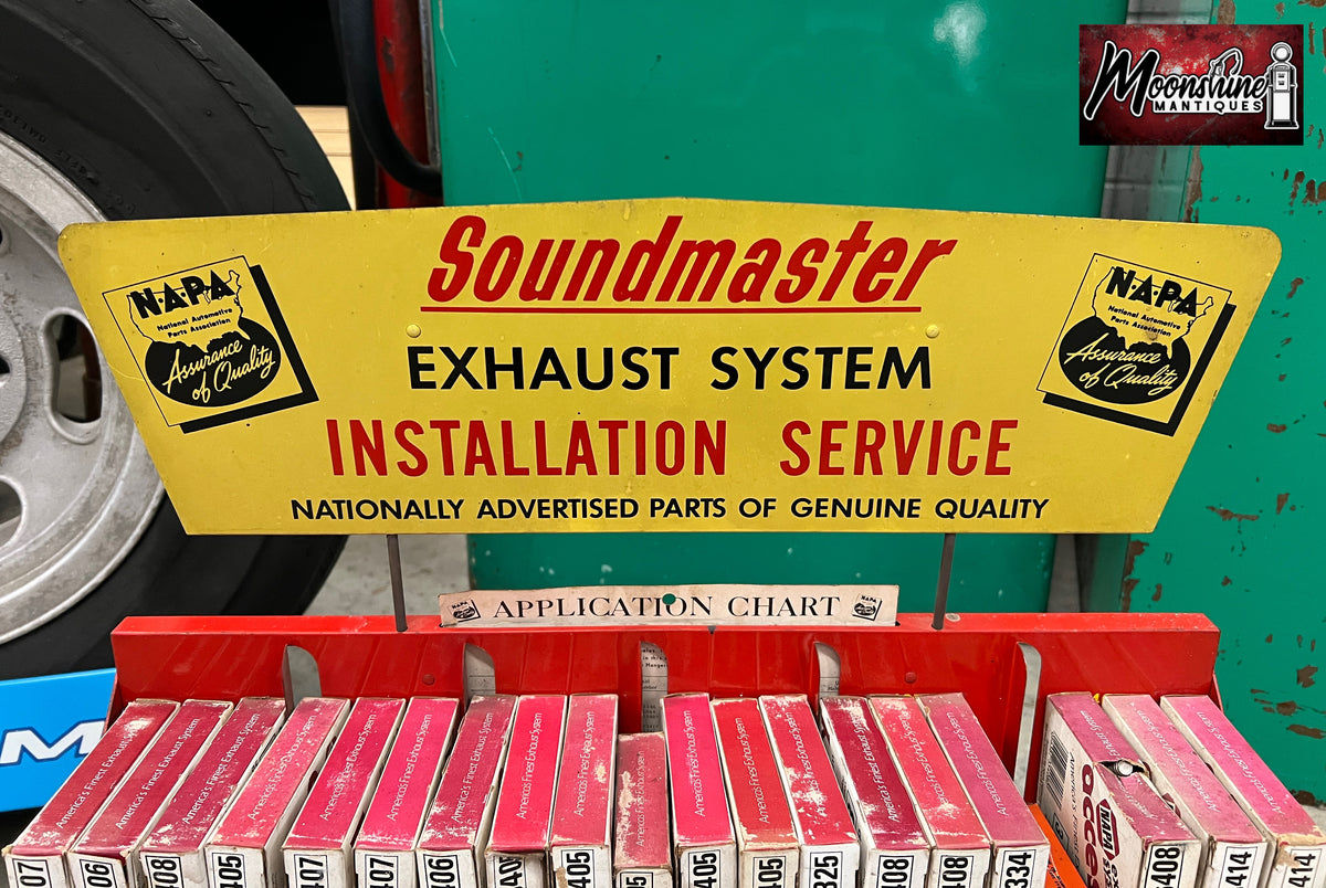 Vtg. NAPA Soundmaster Exhaust System Store Display Rack w/ Topper Sign & Parts - Free Shipping!