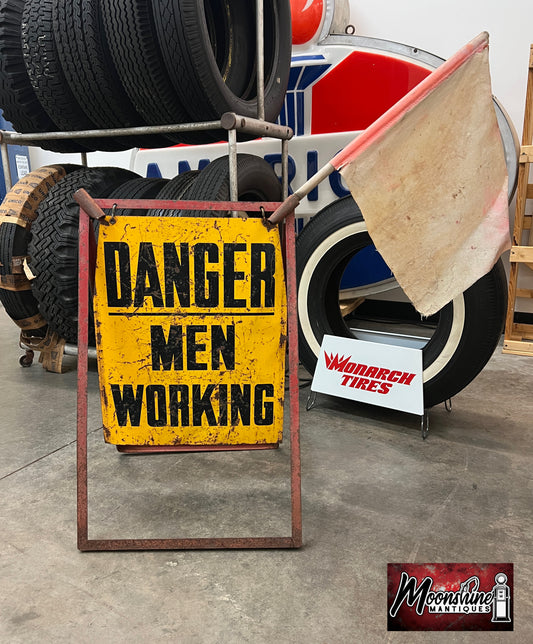 Vintage DANGER MEN WORKING Folding Construction Sign - Free Shipping!