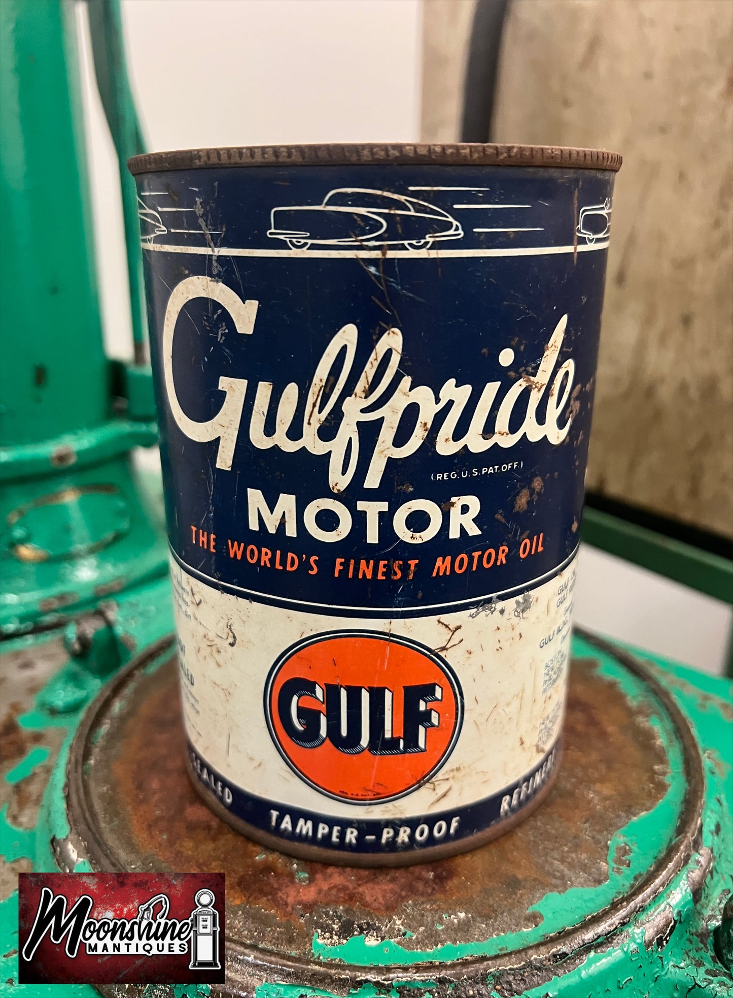 1940’s GULF Gulfpride Motor Oil Can 1 qt. - Free Shipping!