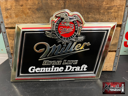Vtg. MILLER High Life Genuine Draft Beer Sign - Free Shipping!